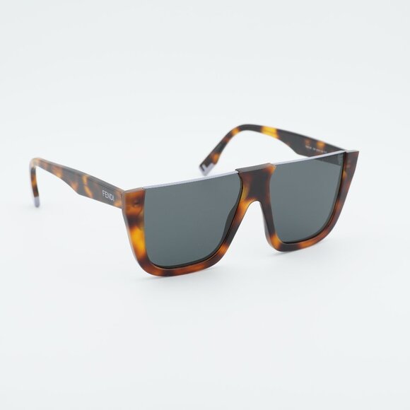 Fendi FE40136I 53A Sunglasses Havana Shield Frame, Grey Lenses main image 12